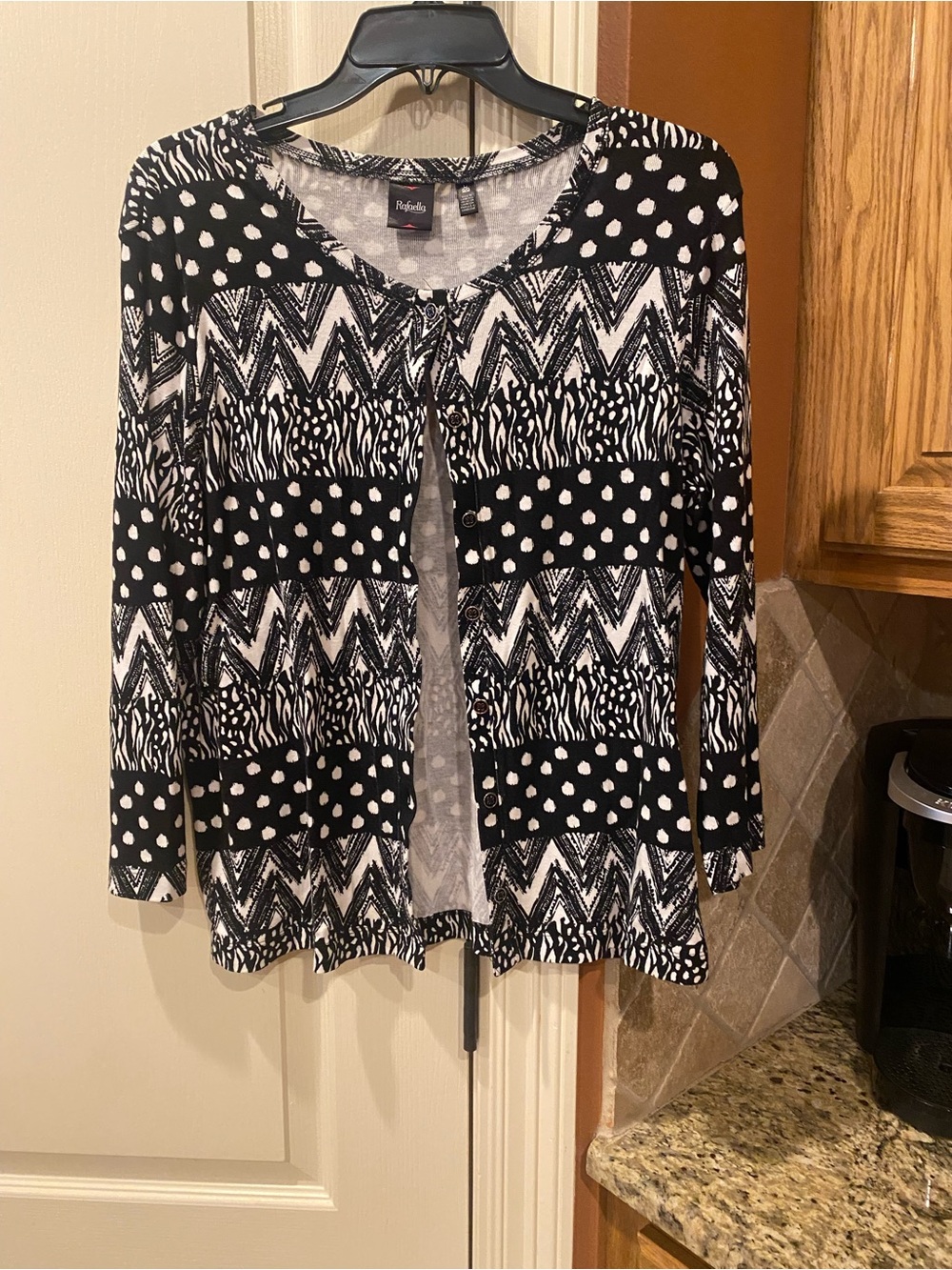 Rafaella Black and White Patterned Cardigan